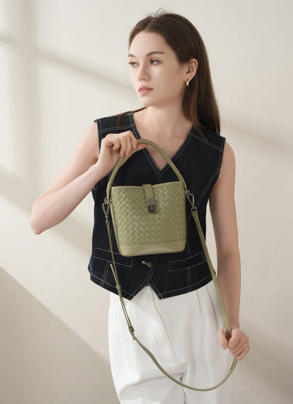 Bolsa Bucket Trançada Couro Legítimo Capri