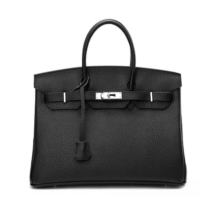 Bolsa Classic Média Couro Legítimo Barcelona Ferragem Prata