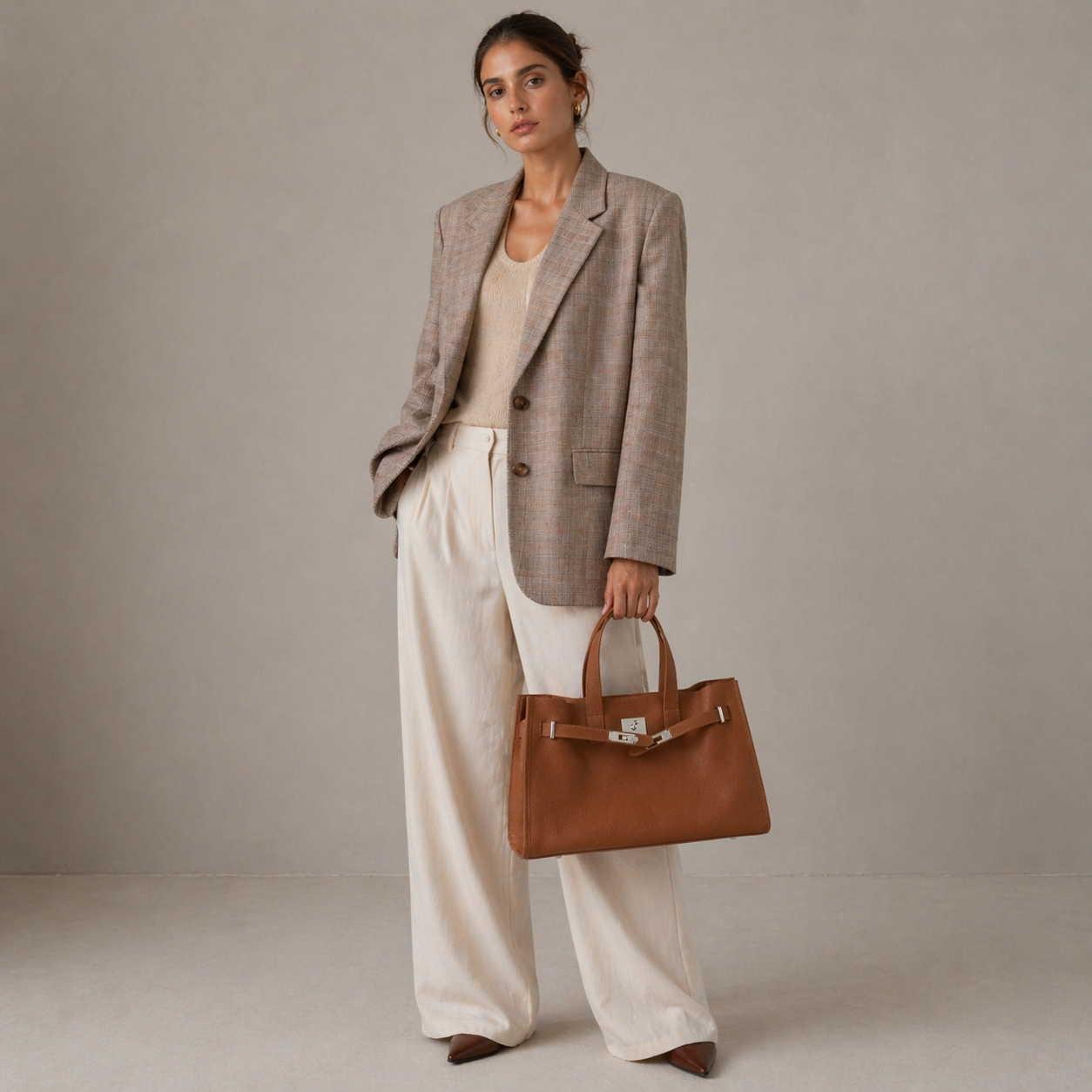 Bolsa Tote Grande Couro Legítimo Bonnet Ferragem Prata