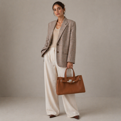 Bolsa Tote Grande Couro Legítimo Bonnet Ferragem Prata