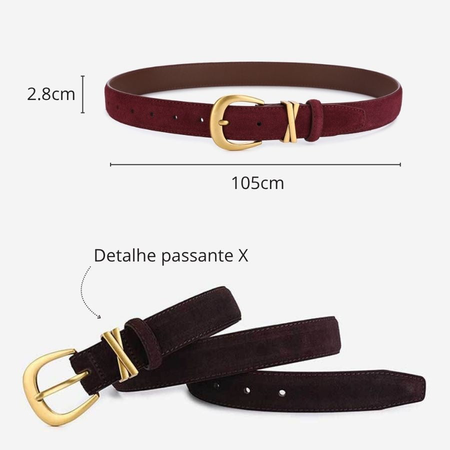 Cinto Feminino Couro Legítimo Camurça XX