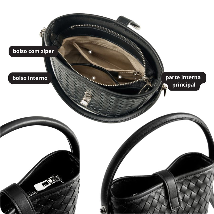 Bolsa Bucket Trançada Couro Legítimo Capri