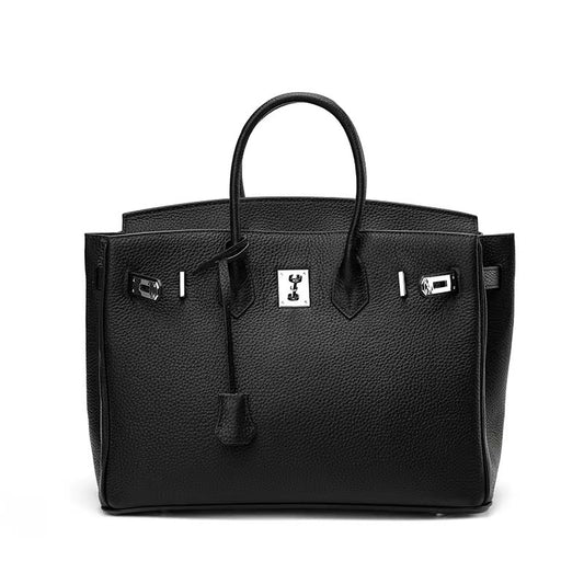 Bolsa Classic Média Couro Legítimo Barcelona Ferragem Prata