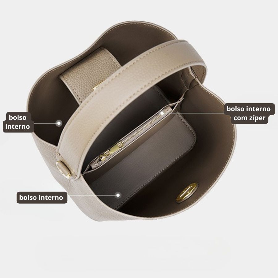 Bolsa Bucket Couro Legítimo Orlando