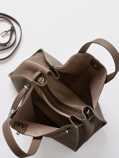 Bolsa Tote Grande Couro Legítimo Bonnet Ferragem Prata