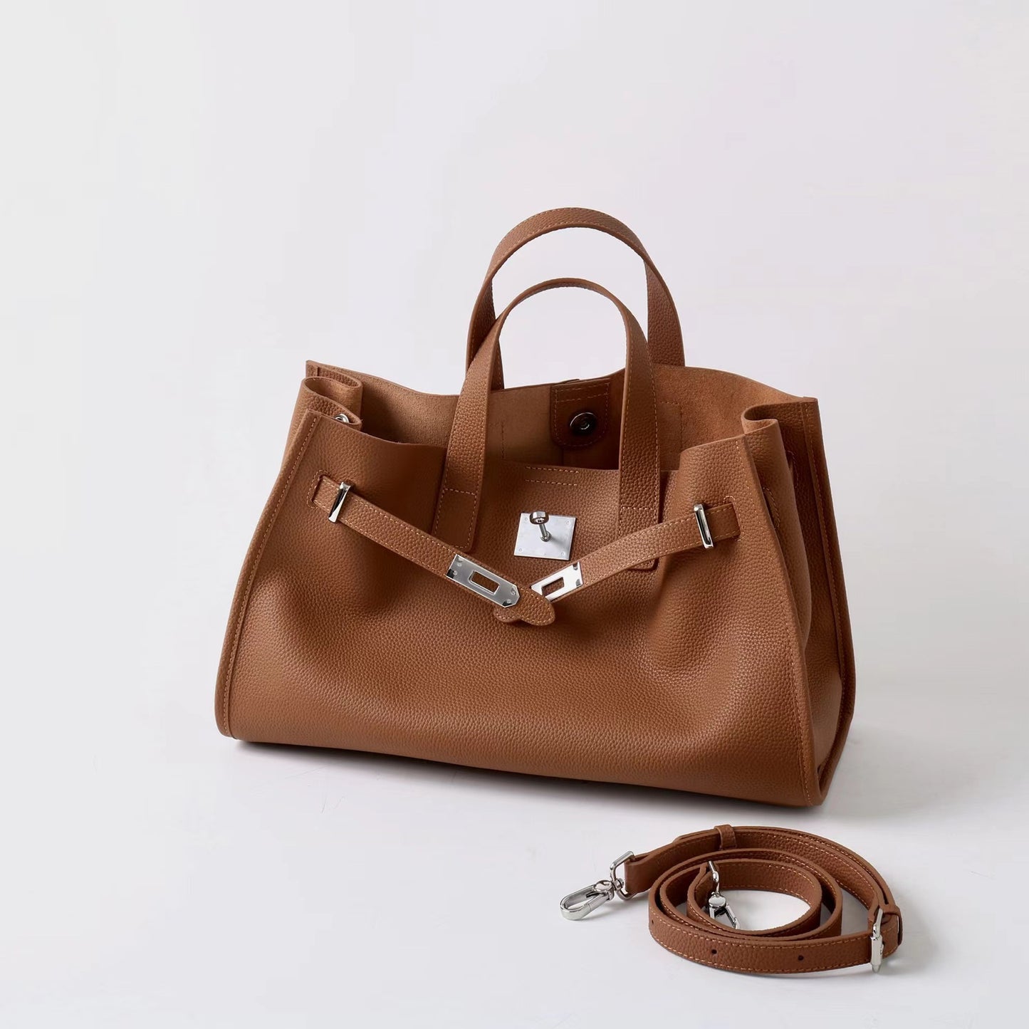 Bolsa Tote Grande Couro Legítimo Bonnet Ferragem Prata