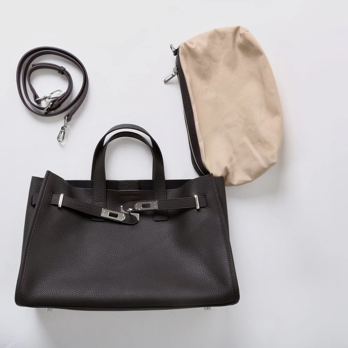 Bolsa Tote Grande Couro Legítimo Bonnet Ferragem Prata