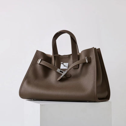 Bolsa Tote Grande Couro Legítimo Bonnet Ferragem Prata