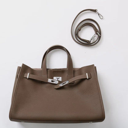 Bolsa Tote Grande Couro Legítimo Bonnet Ferragem Prata