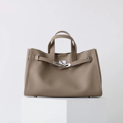 Bolsa Tote Grande Couro Legítimo Bonnet Ferragem Prata