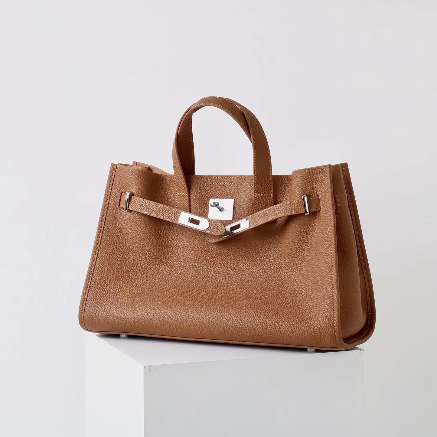 Bolsa Tote Grande Couro Legítimo Bonnet Ferragem Prata