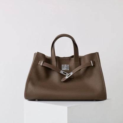 Bolsa Tote Grande Couro Legítimo Bonnet Ferragem Prata
