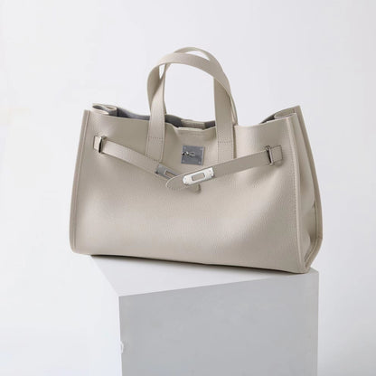 Bolsa Tote Grande Couro Legítimo Bonnet Ferragem Prata