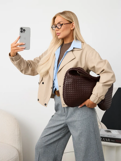 Bolsa de Ombro Maxi Trançada Havana