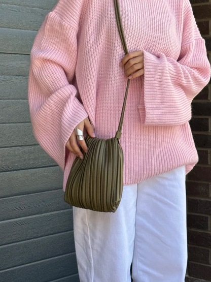 Bolsa Pequena Bucket Plissada Romy