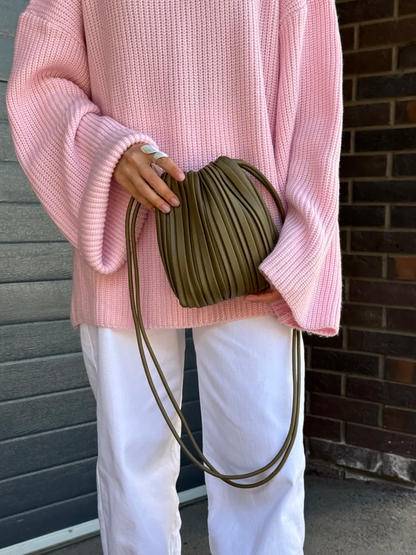 Bolsa Pequena Bucket Plissada Romy