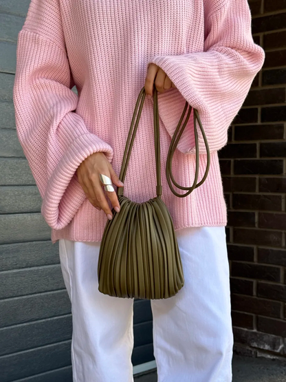Bolsa Pequena Bucket Plissada Romy